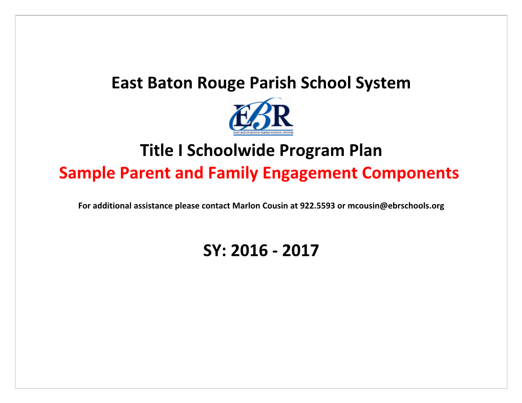 East Baton Rouge Parish School System Title I Schoolwide Program Plan