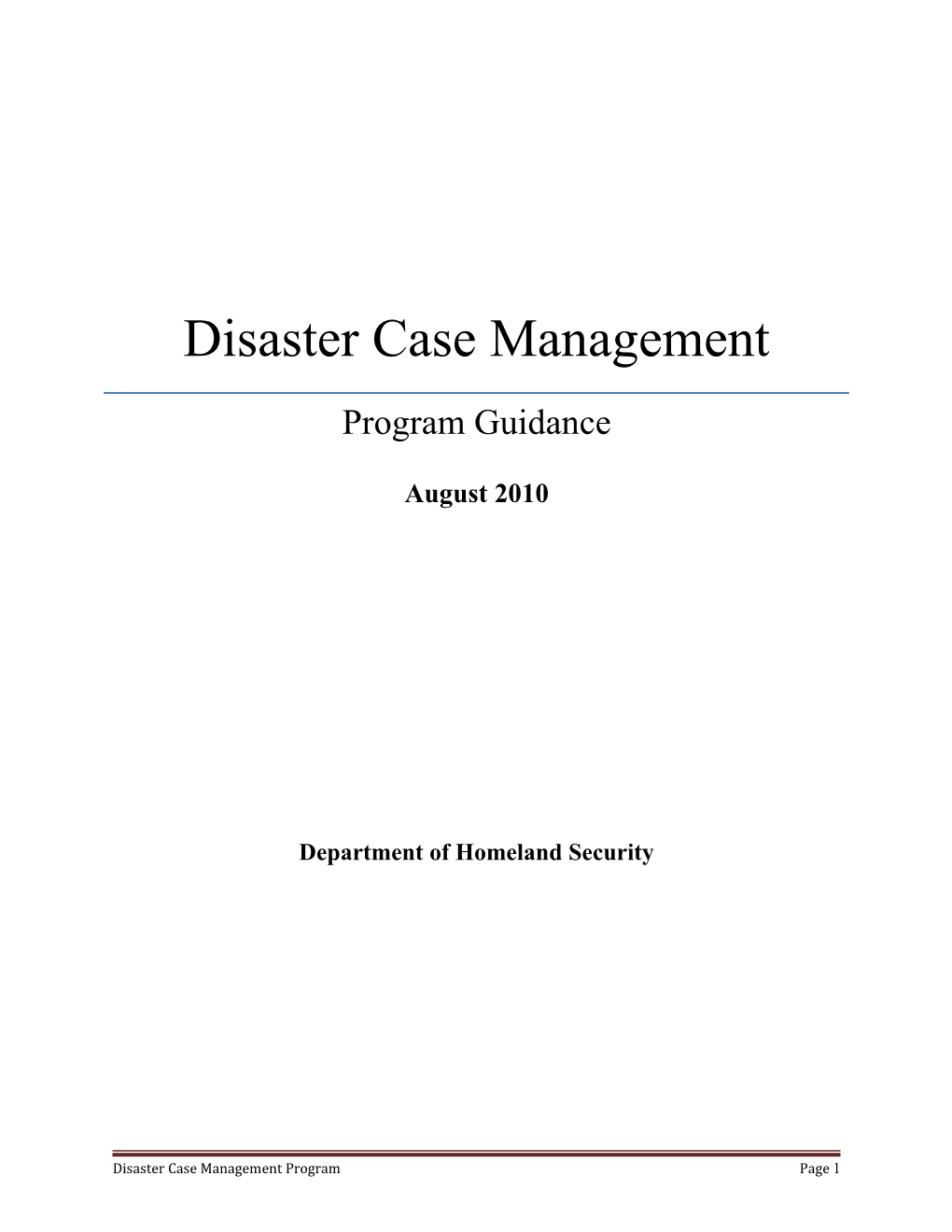 Disaster Case Management