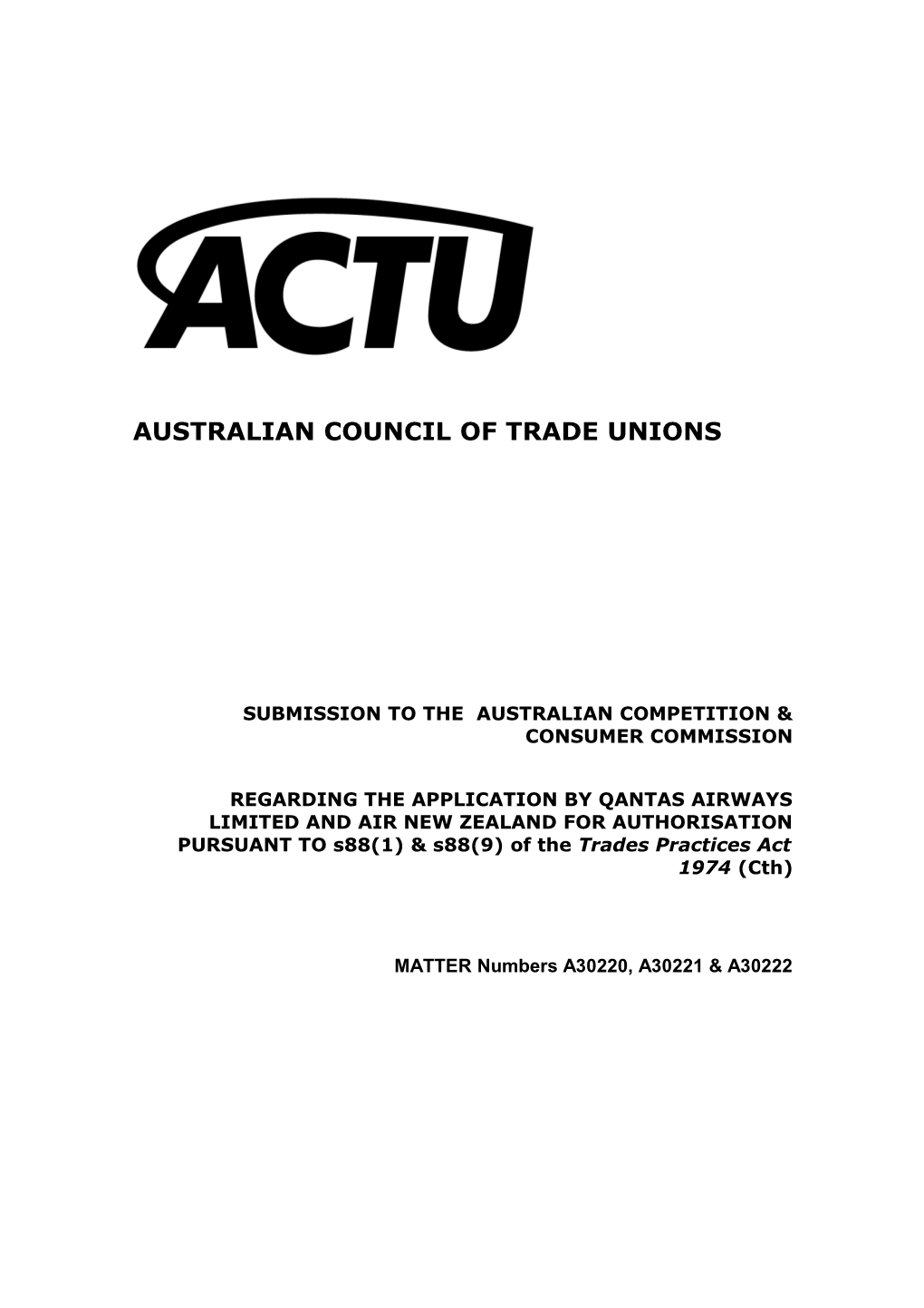 Australian Council of Trade Unions