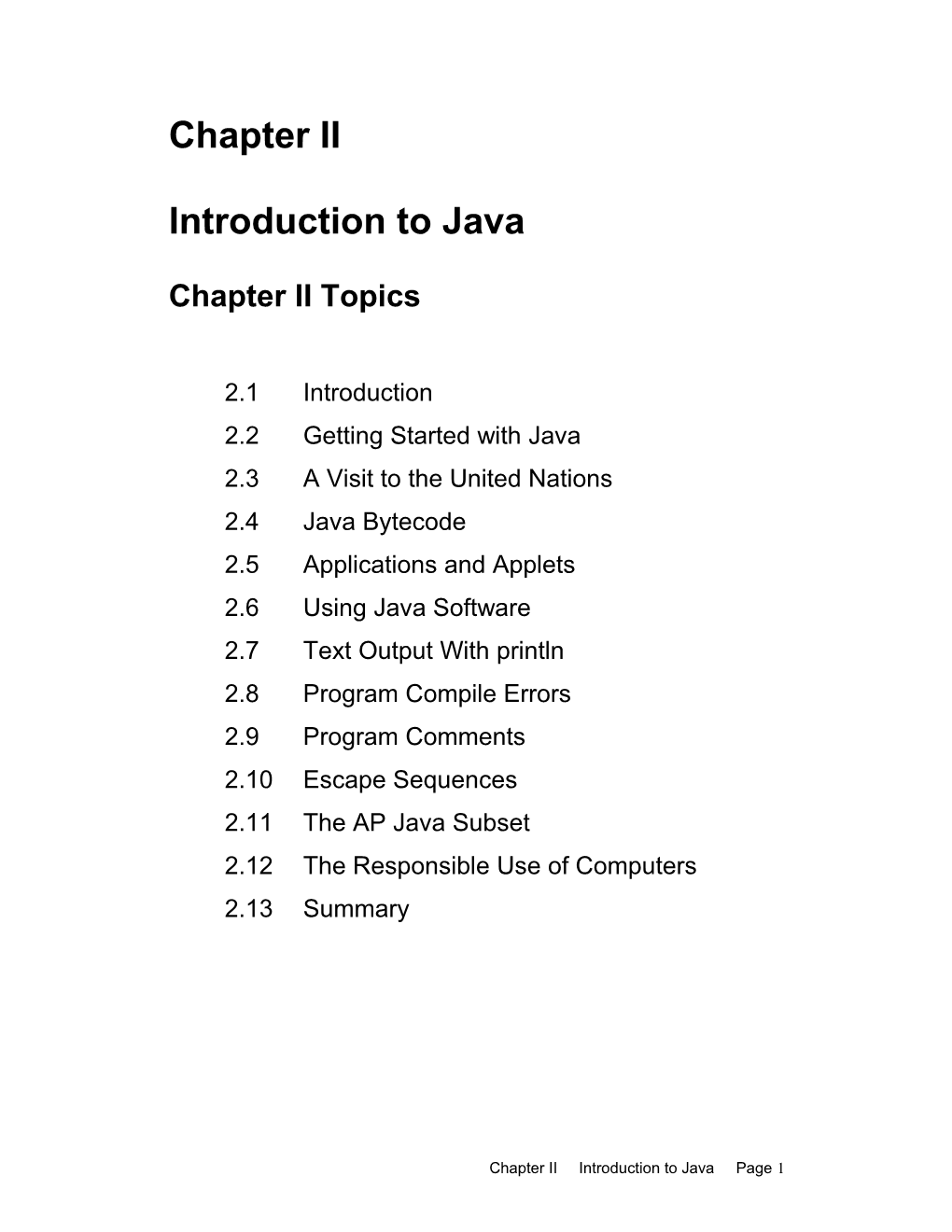 Introduction to Java