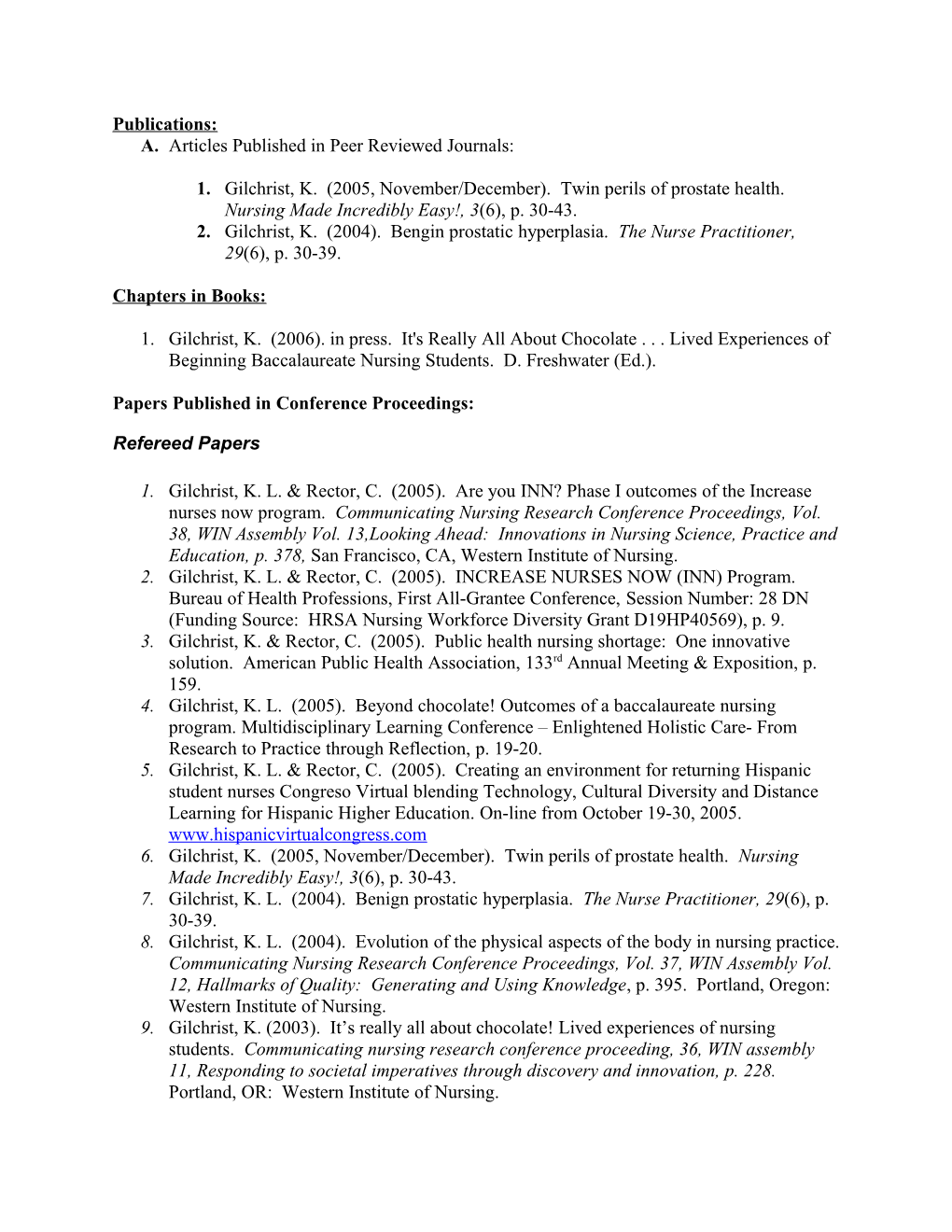 Papers Published in Conference Proceedings