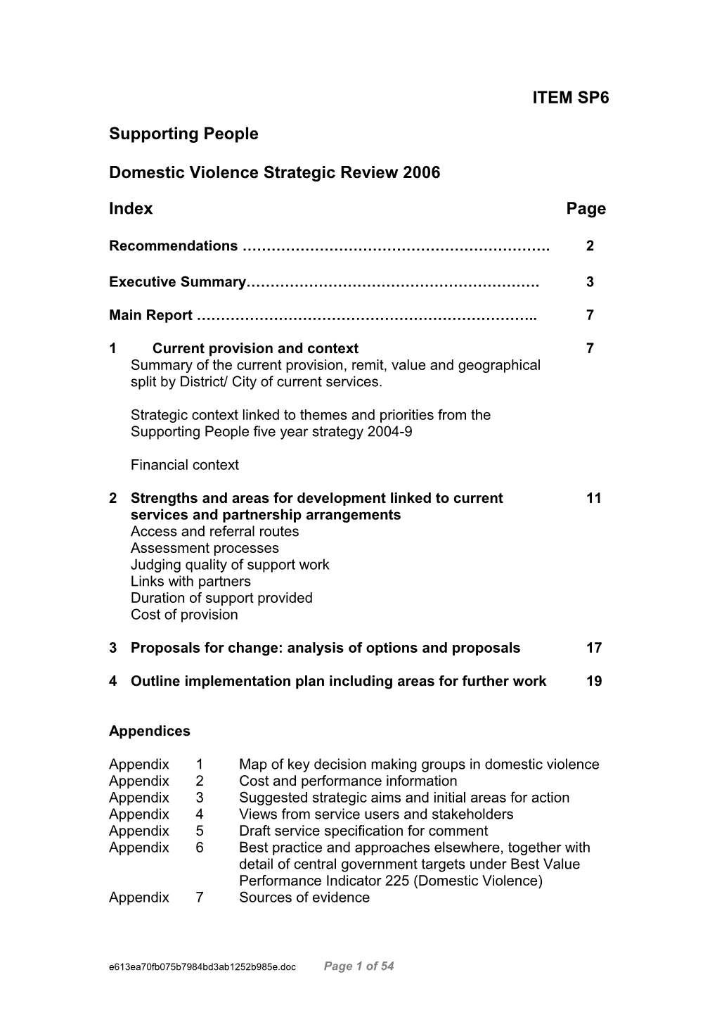 Domestic Violence Strategic Review 2006
