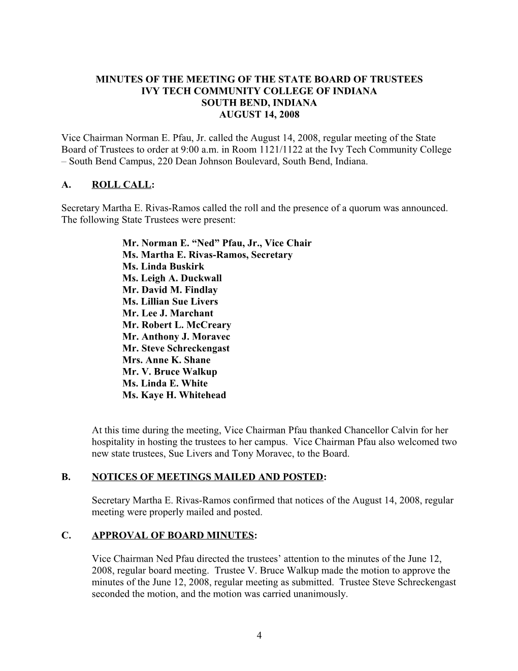 Minutes of the Meeting of the State Board of Trustees