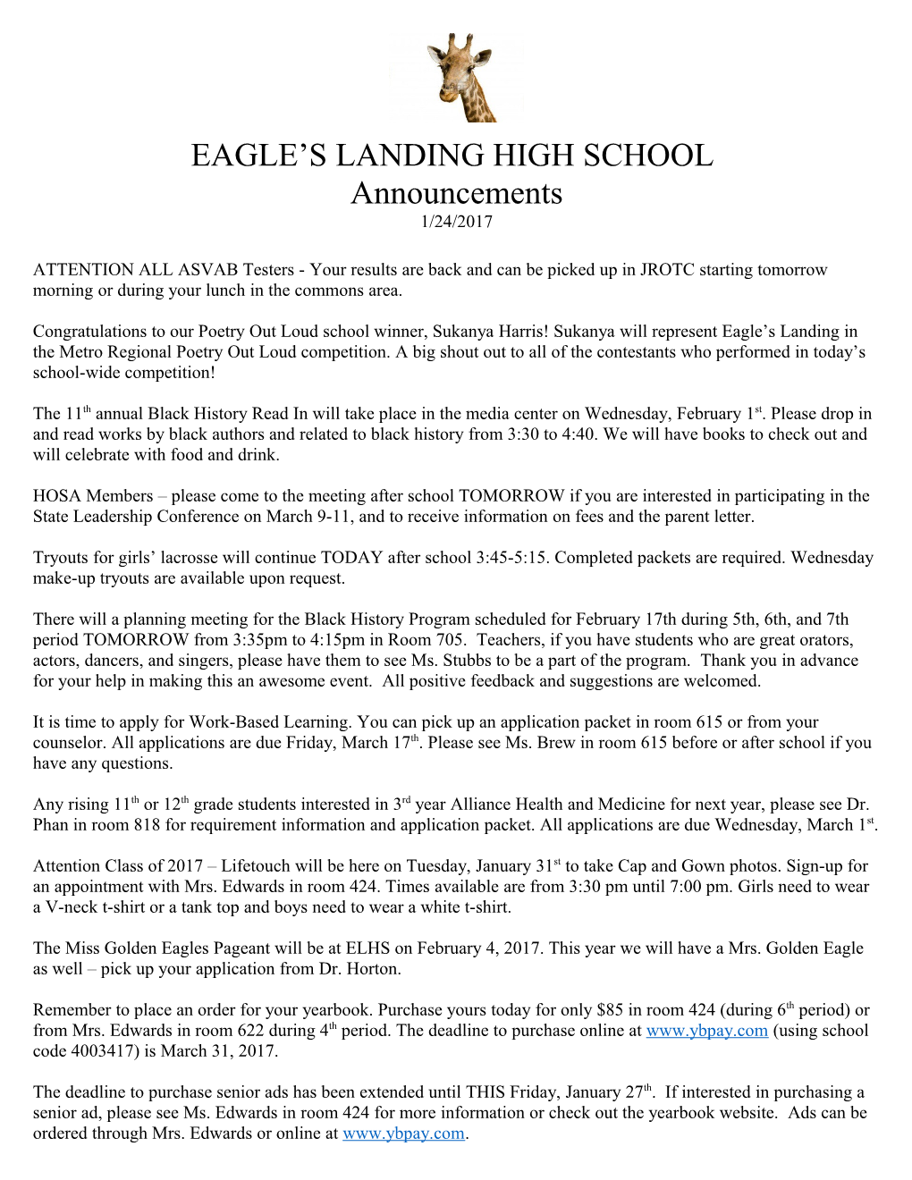 Eagle S Landing High School