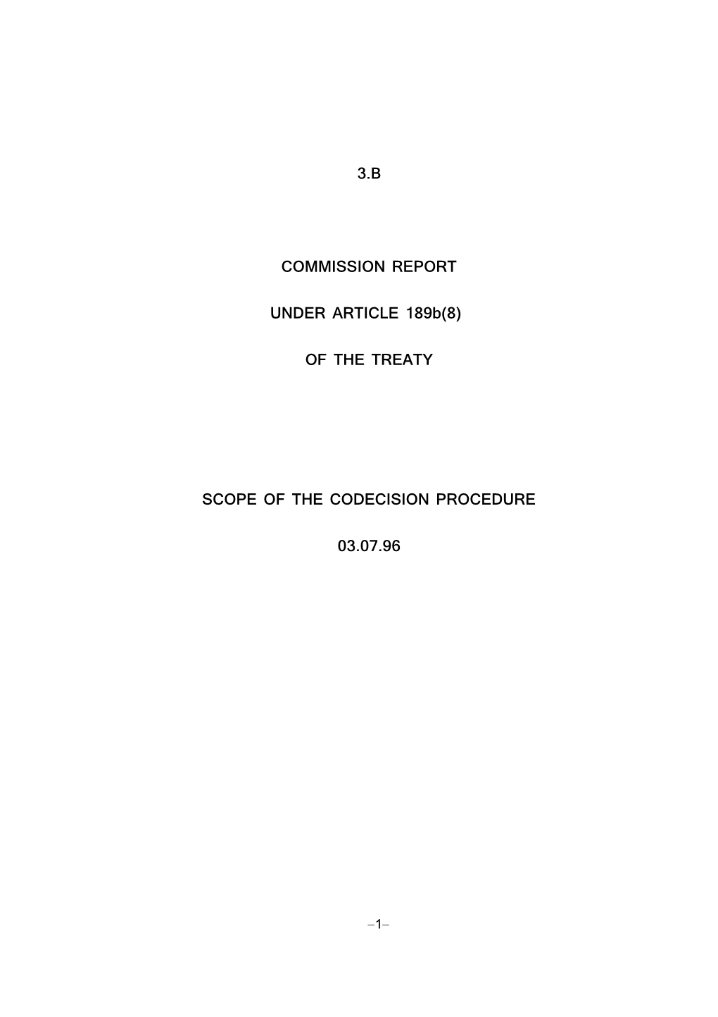 Scope of the Codecision Procedure