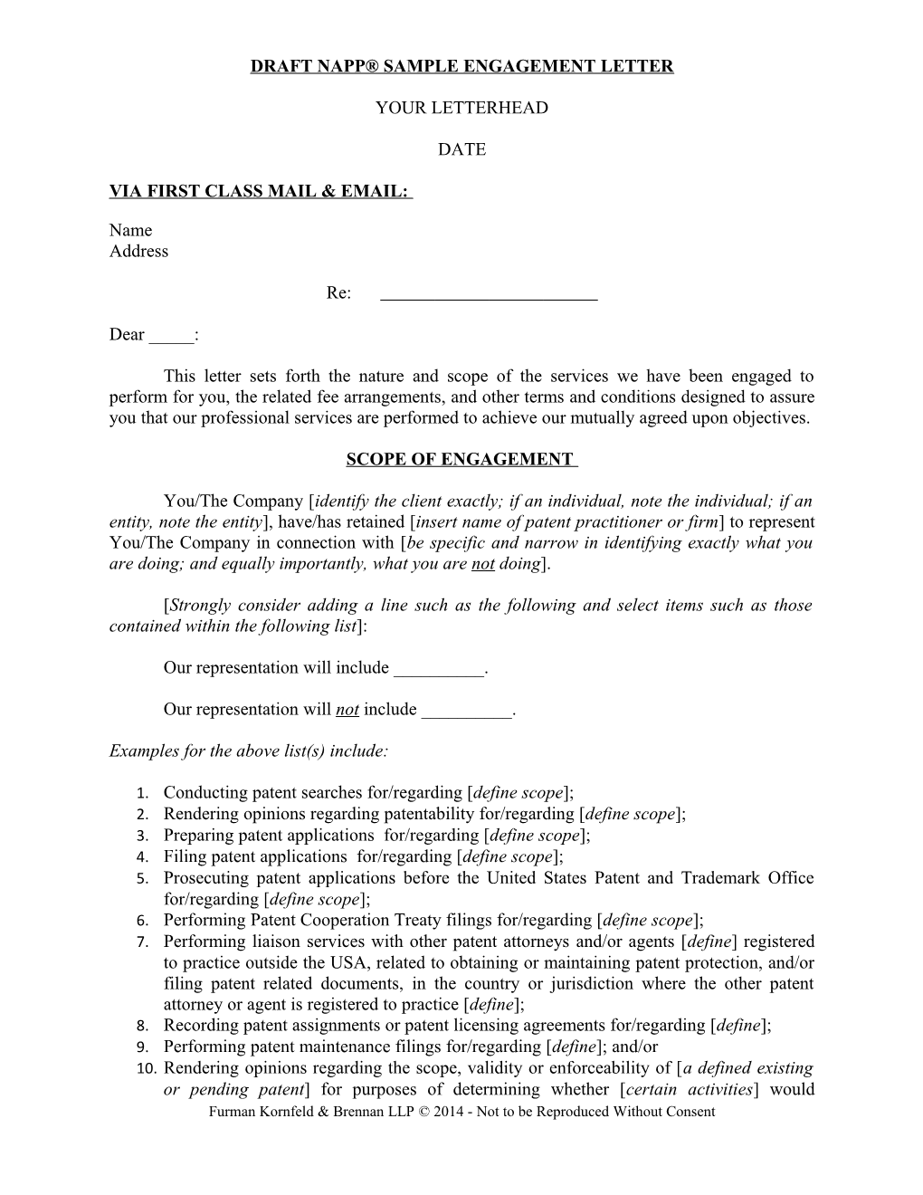 NAPP Sample Engagement Letter (00349489)