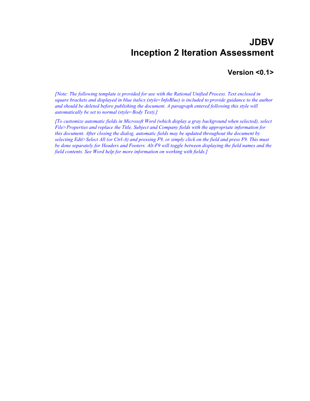 Inception 2 Iteration Assessment