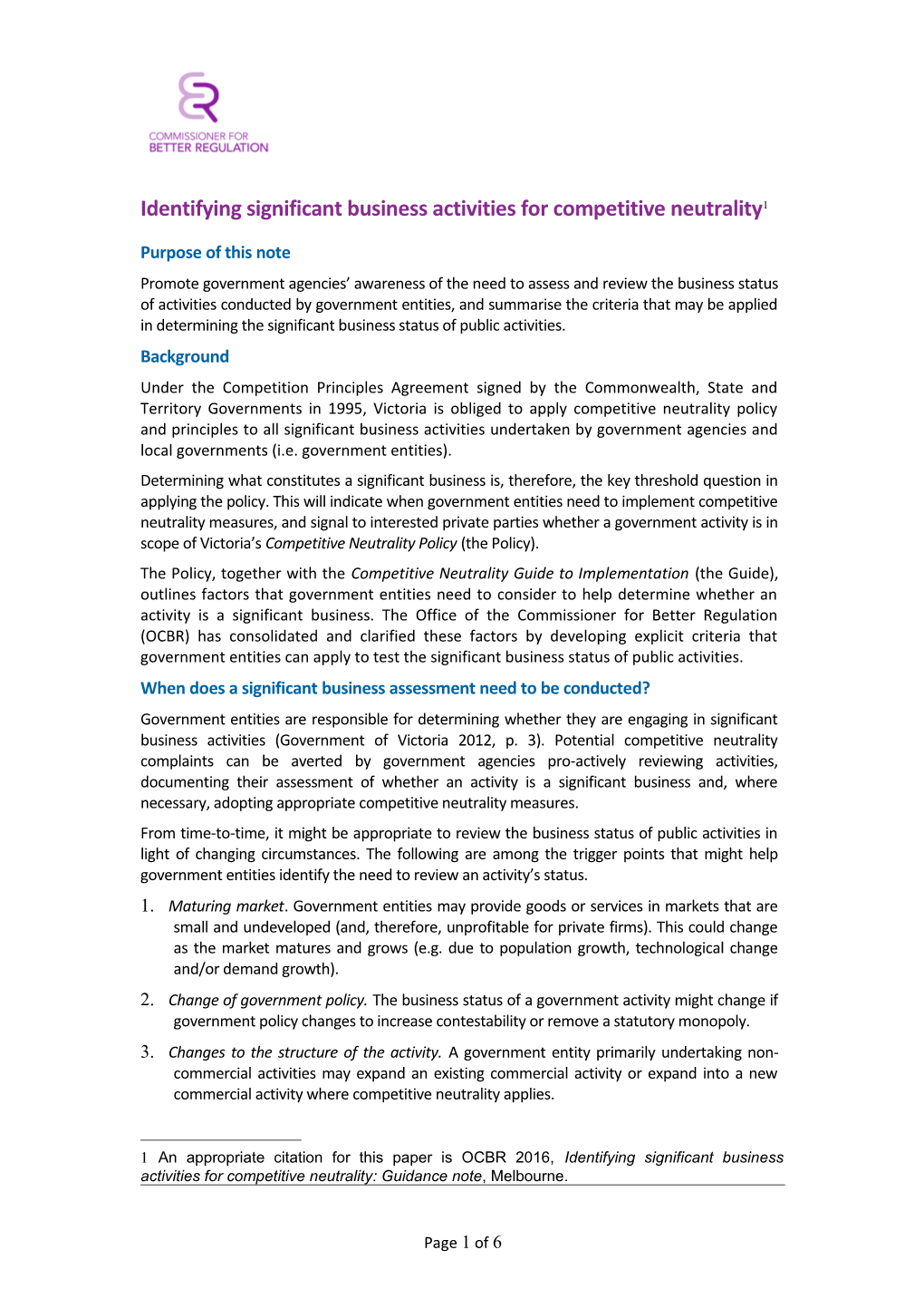 Identifyingsignificant Business Activities for Competitive Neutrality 1
