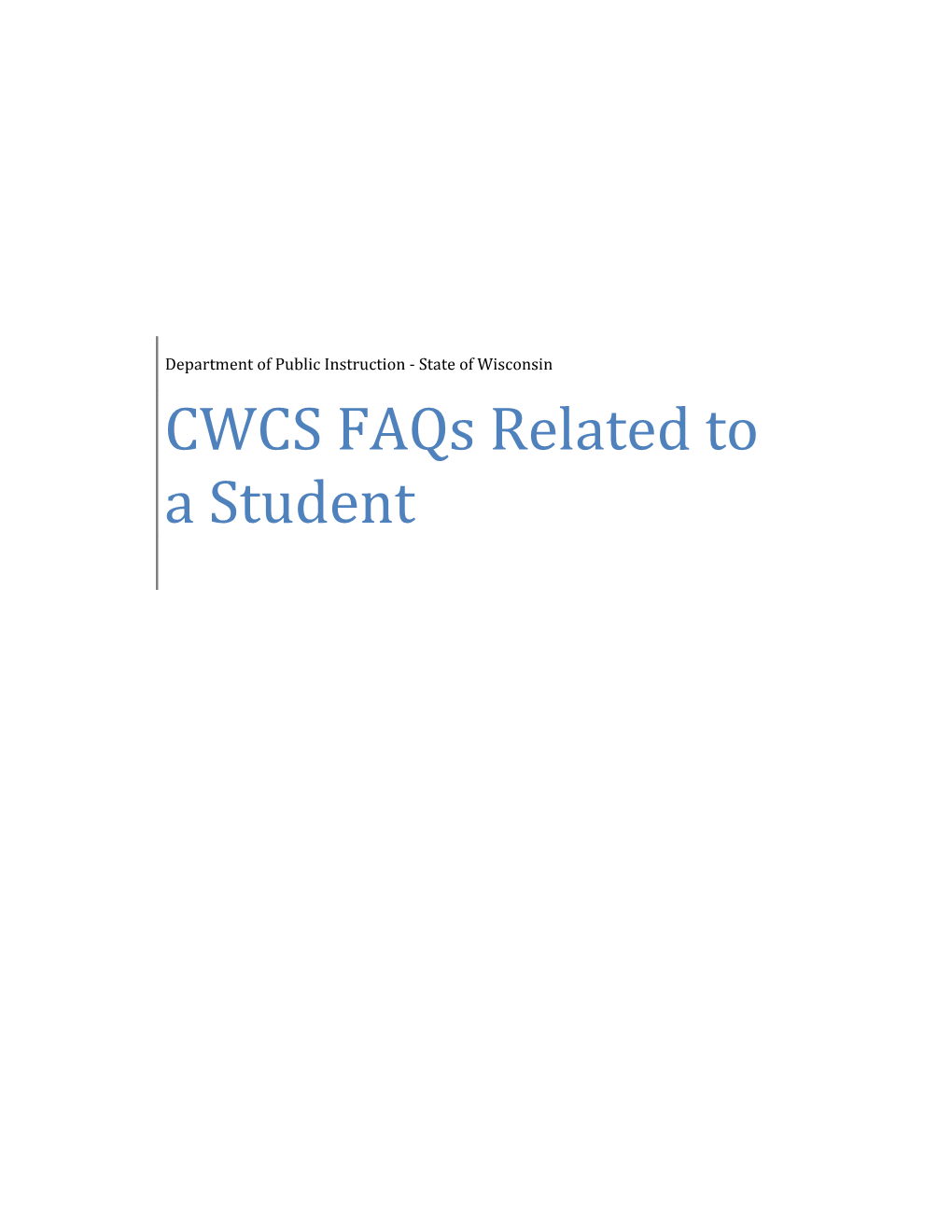 CWCS Faqs Related to a Student