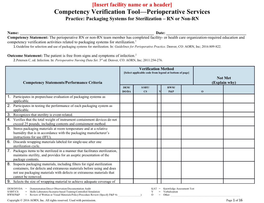 Competency: Practice-Specific: Packaging1