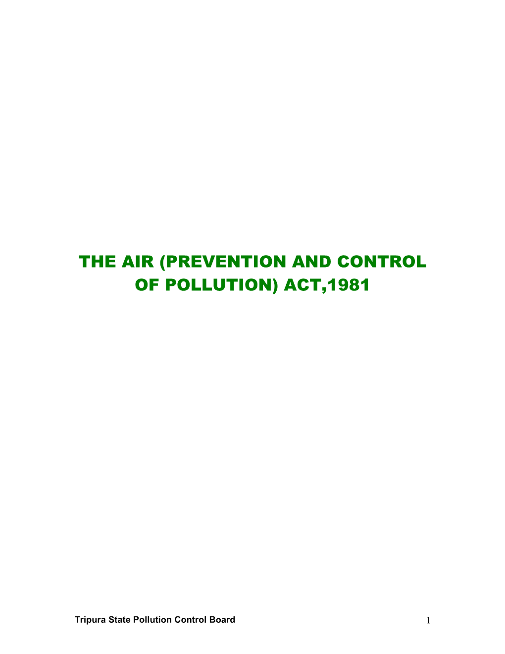 The Air (Prevention and Control of Pollution) Act,1981