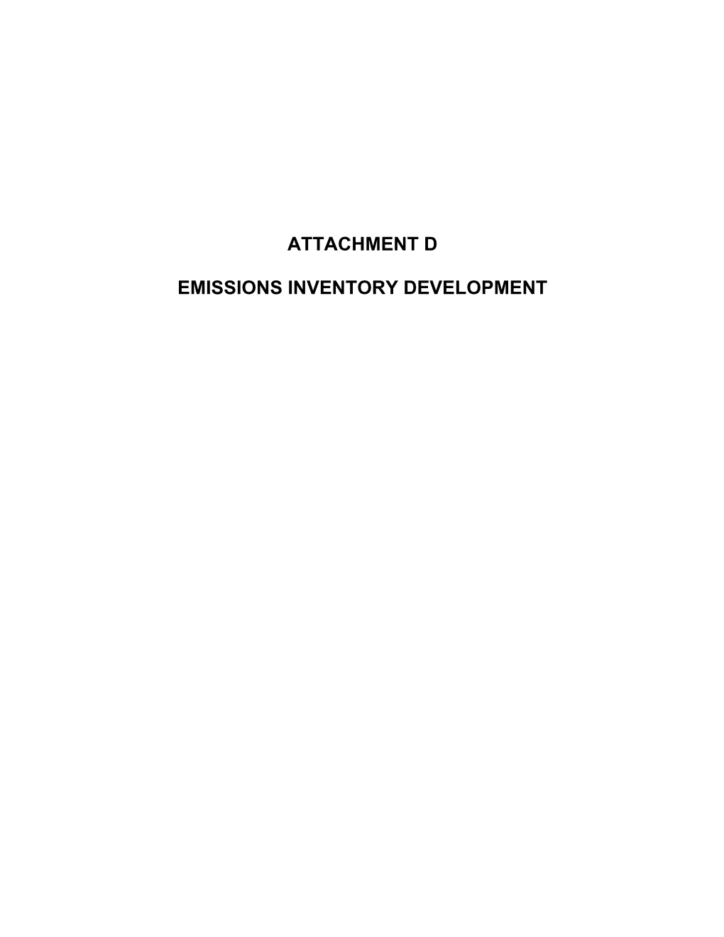 Emissions Inventory Development