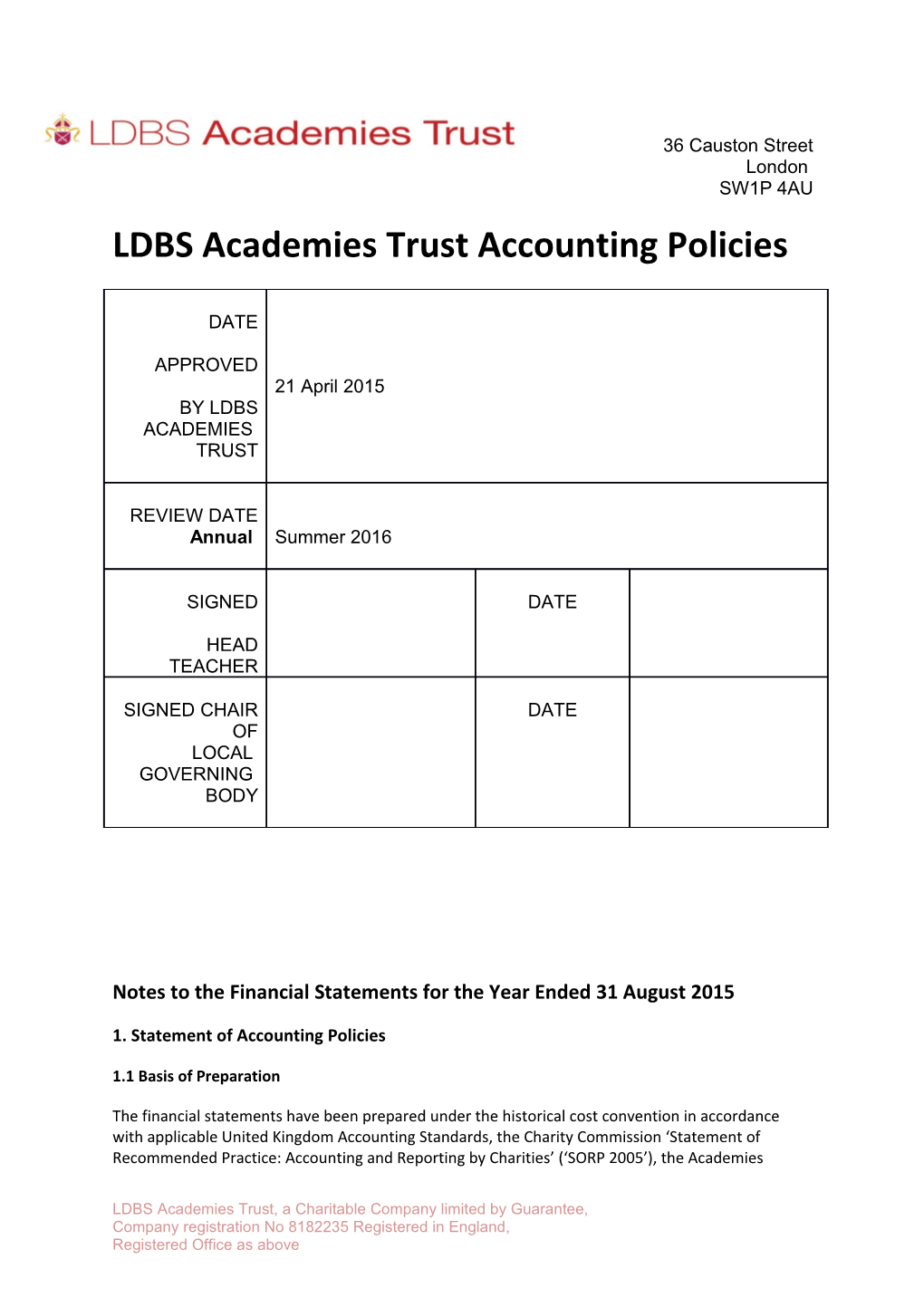 LDBS Academies Trustaccounting Policies