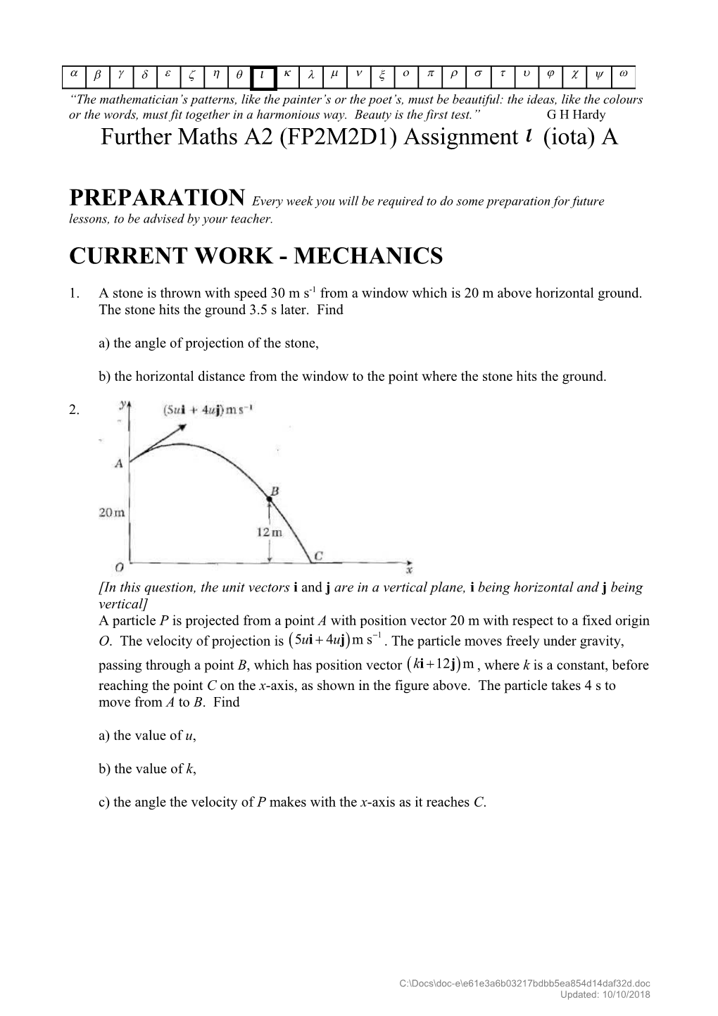 A2 DOUBLES HOMEWORK Epsilon