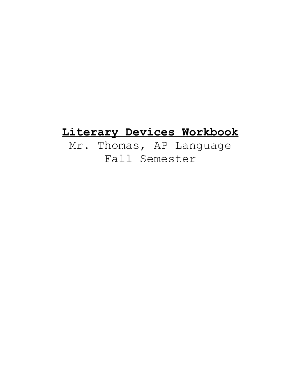 Literary Devices Workbook