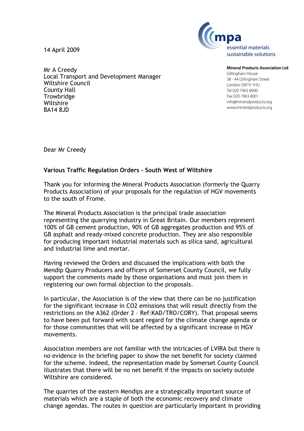 Various Traffic Regulation Orders South West of Wiltshire