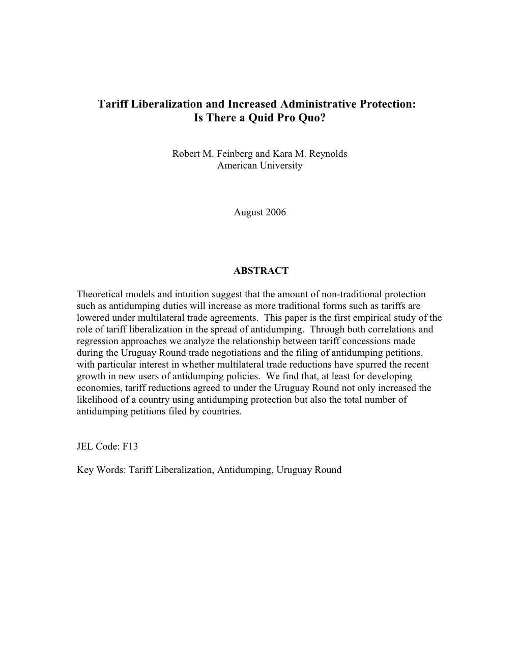 Tariff Liberalization and Increased Administrative Protection: Is There A