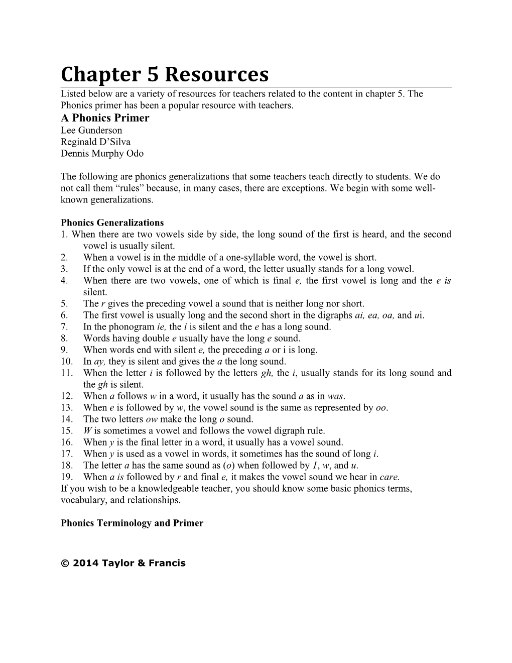 Chapter 5 Resources