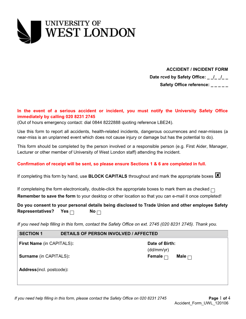 Accident / Incident Form