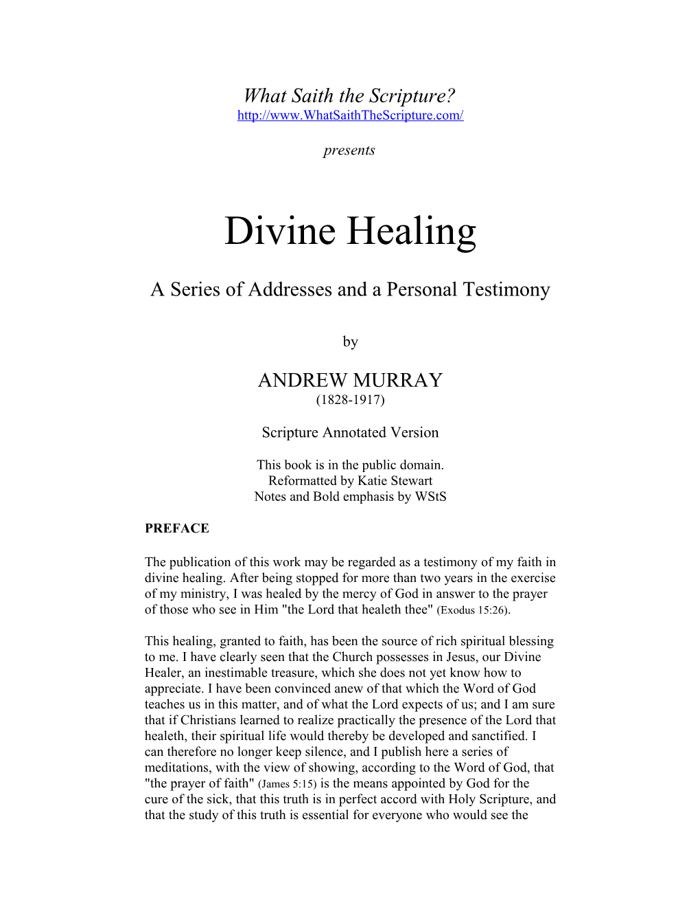 Divine Healing Text by Andrew Murray