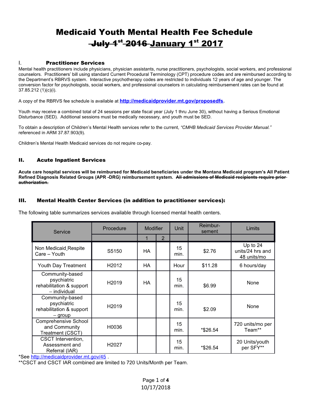 Medicaid Mental Health and Mental Health Services Plan