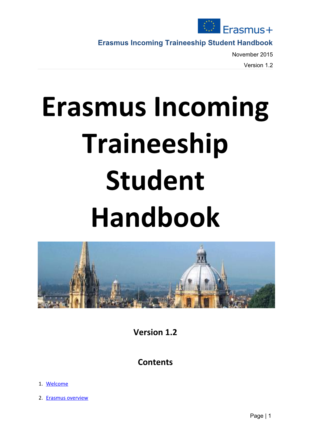 Erasmus Incoming Traineeship Studenthandbook