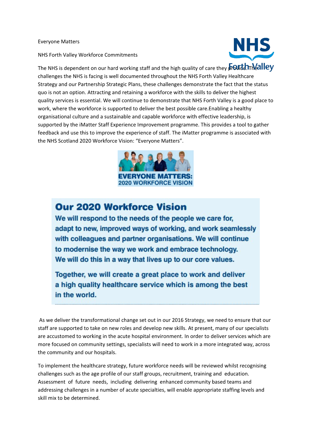 NHS Forth Valley Workforce Commitments