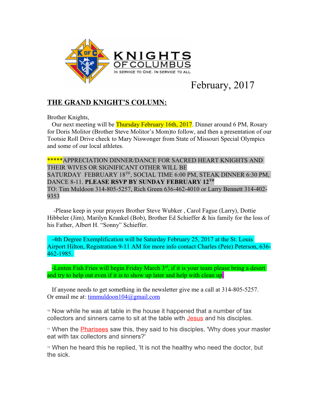 The Grand Knight S Column