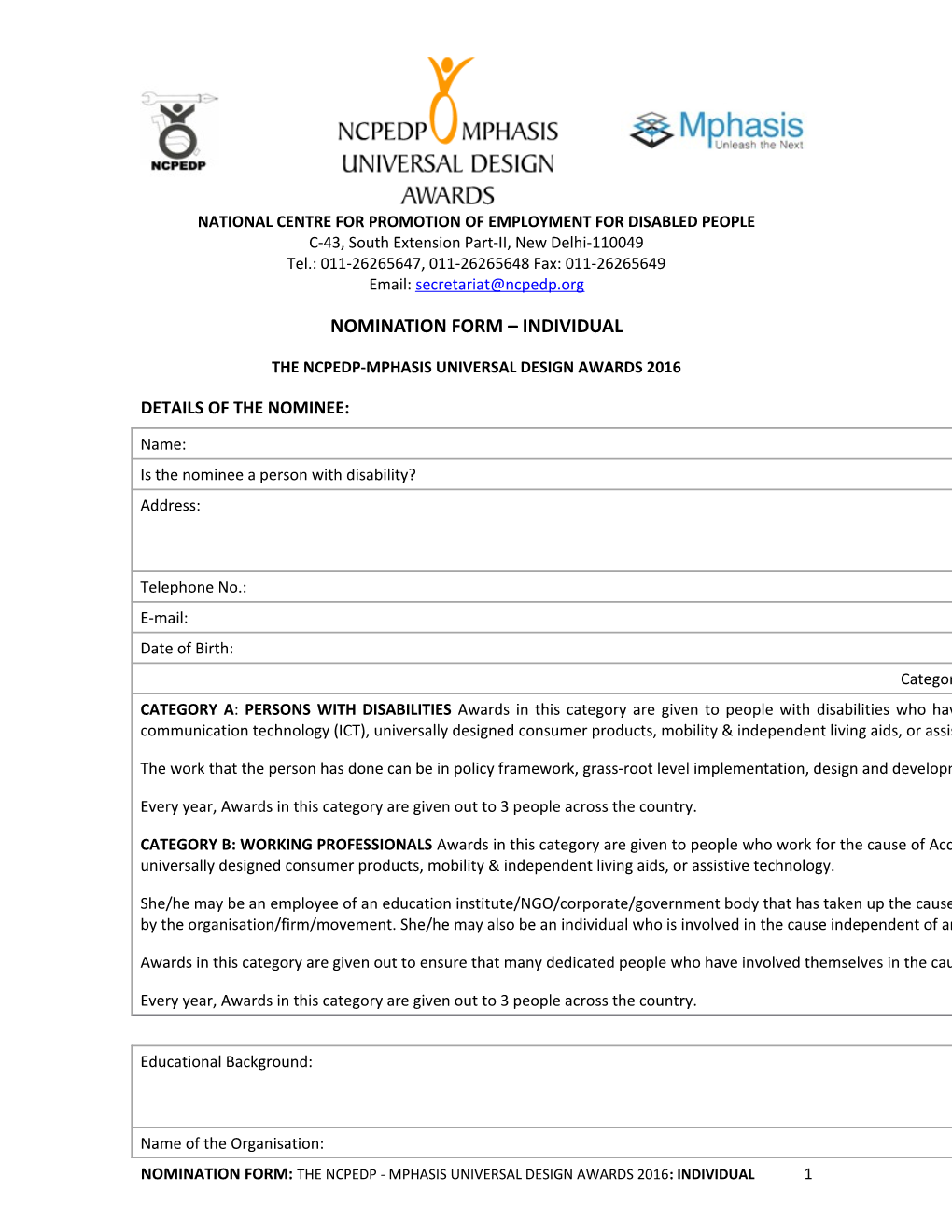 UDA Nomination-Form
