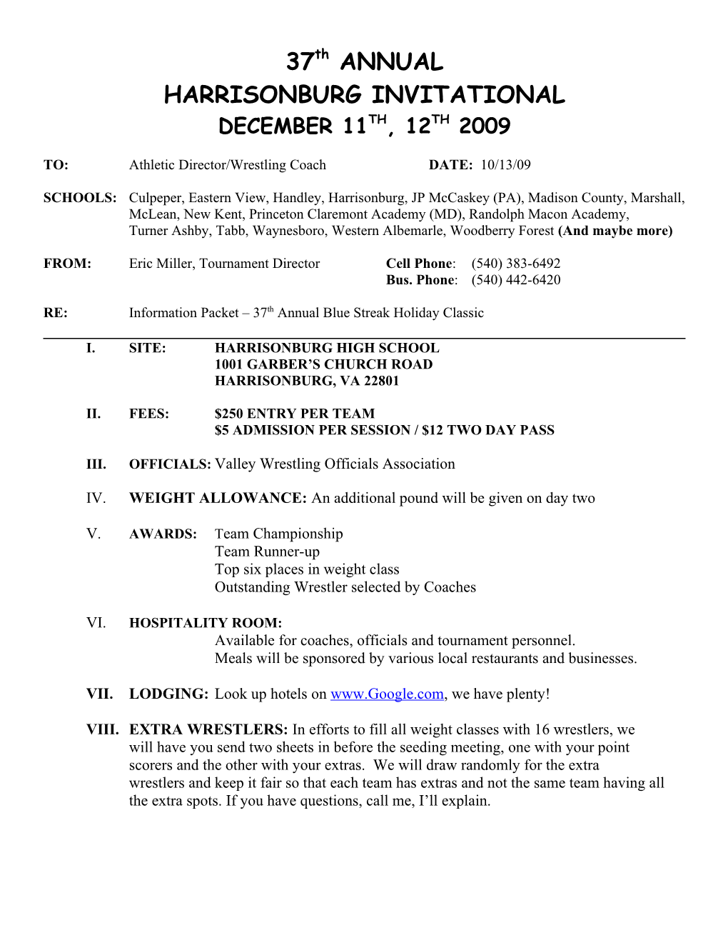 1St Annual Harrisonburg Christmas Invitational