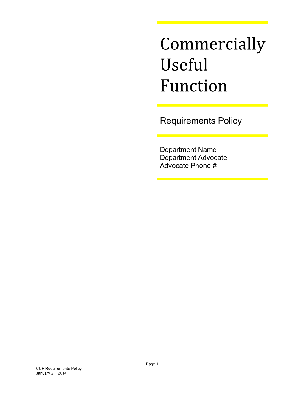 Commercially Useful Function