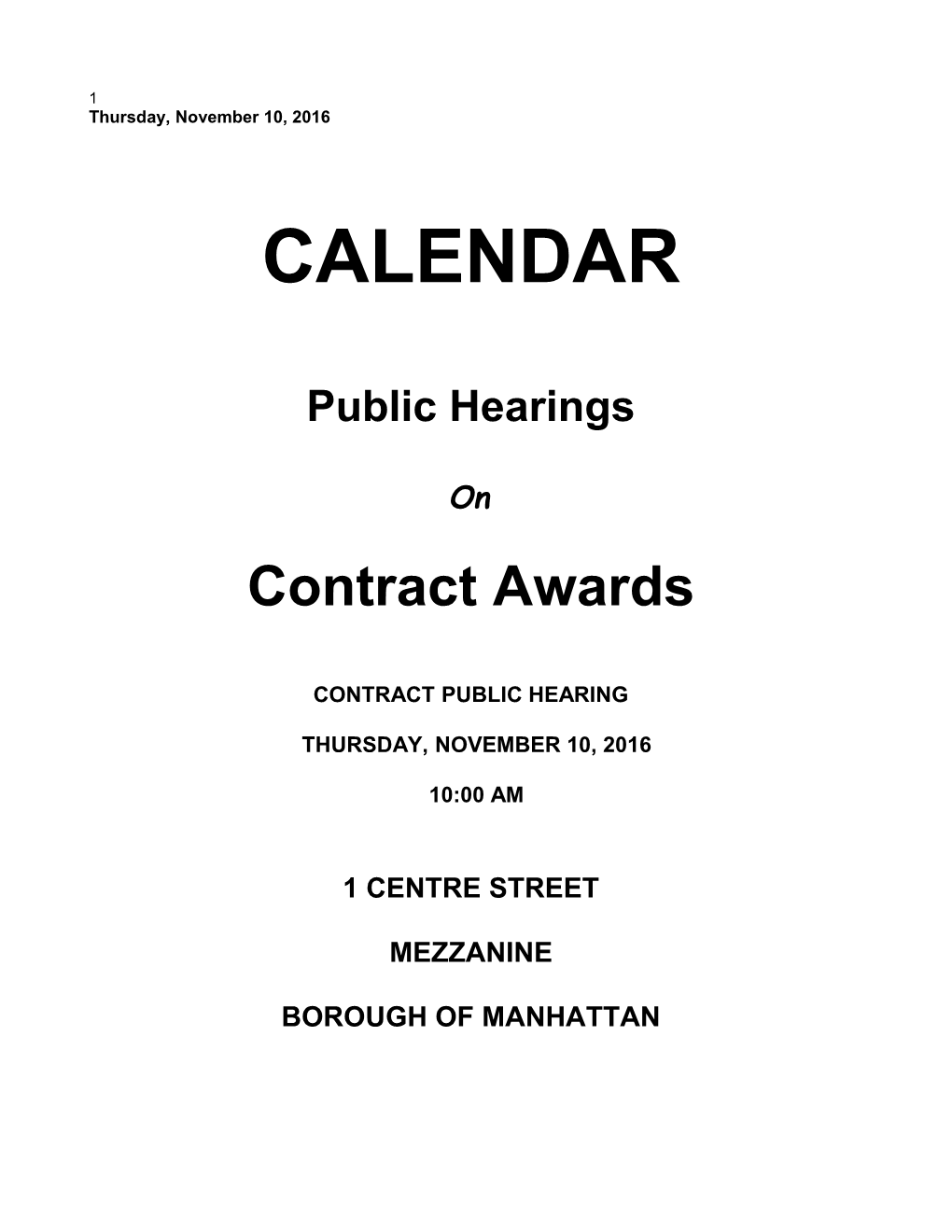 Contract Public Hearing
