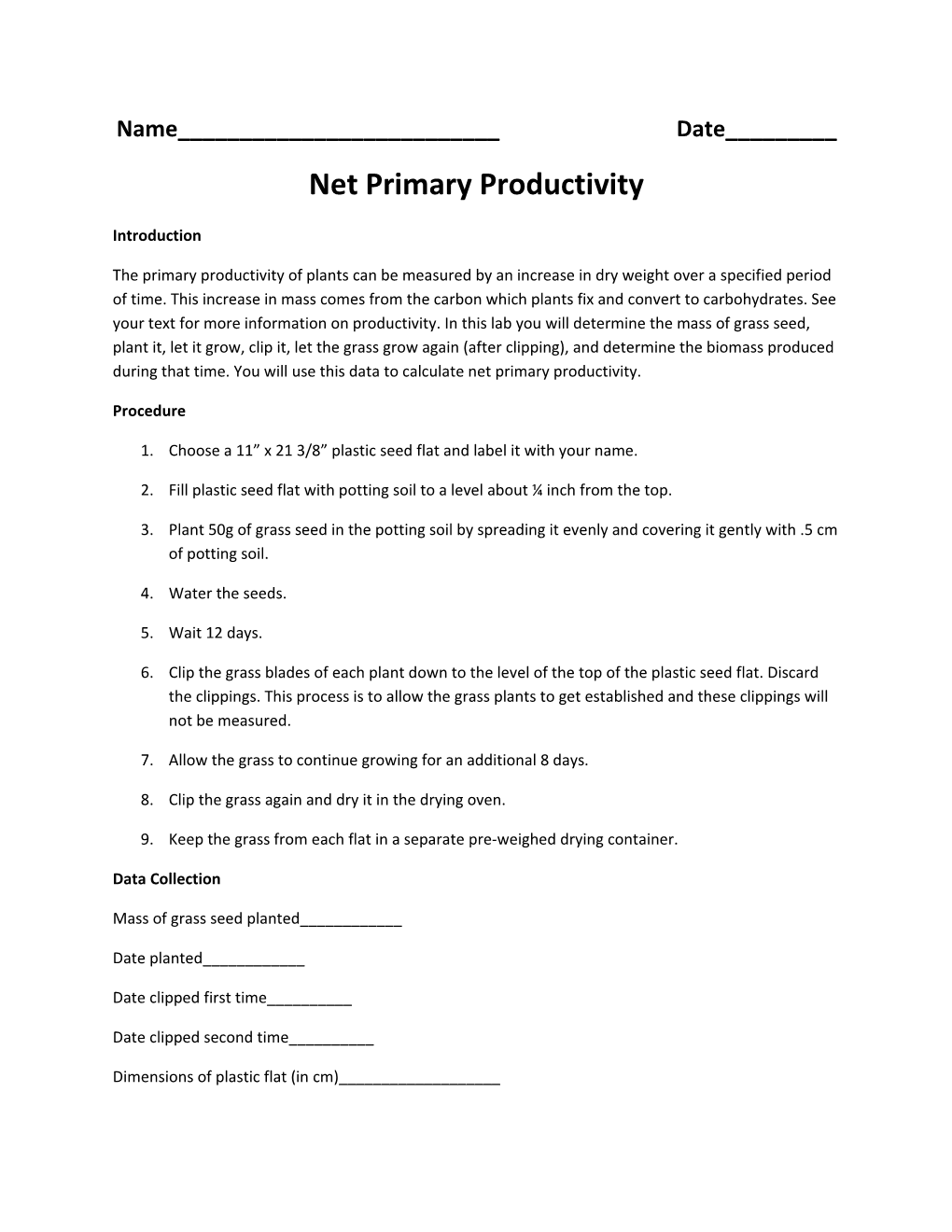 Net Primary Productivity