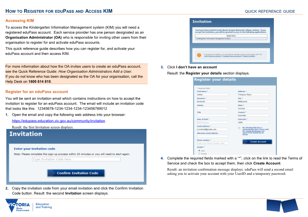 How to Register for Edupass and Access KIM Quick Reference Guide