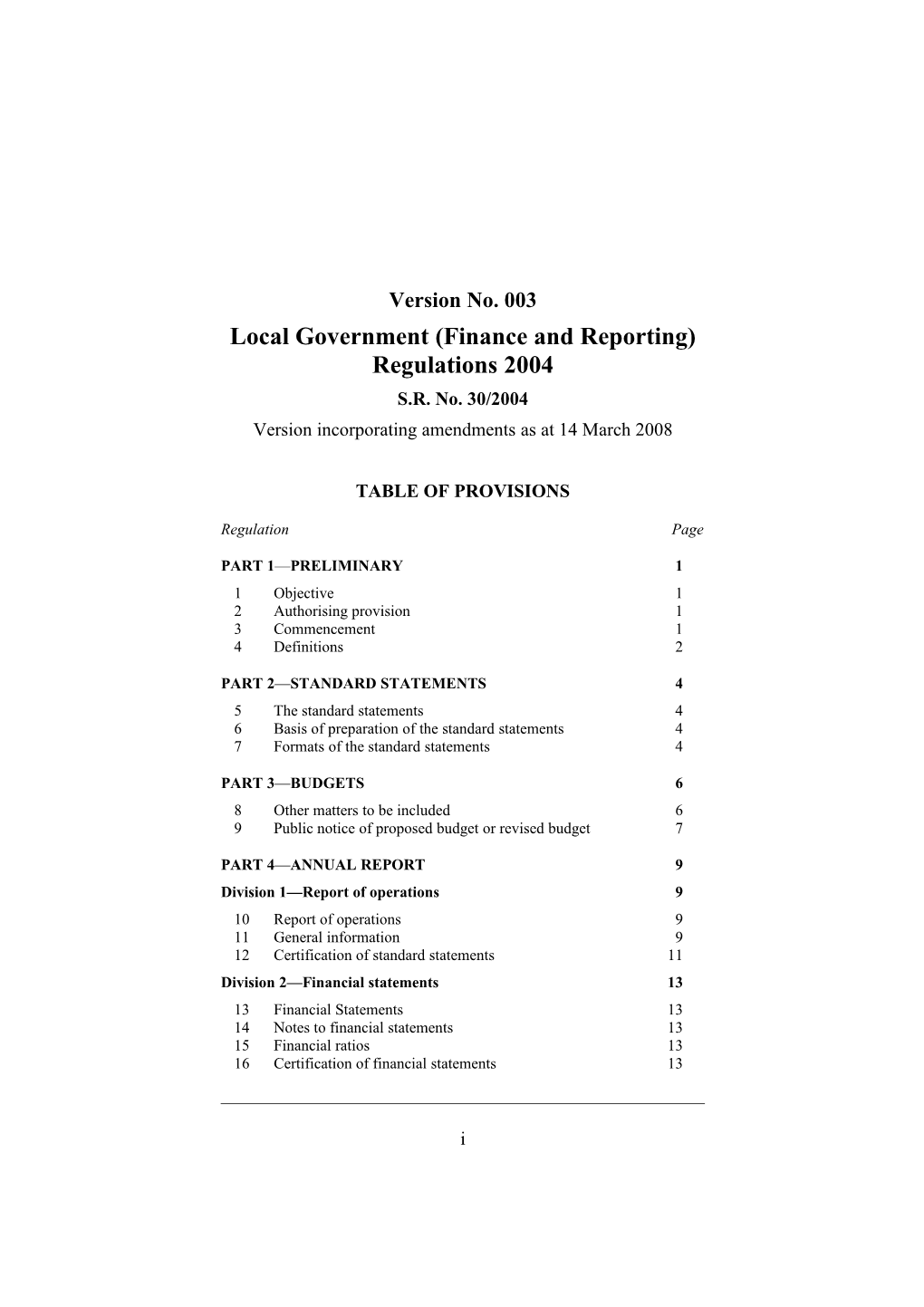 Local Government (Finance and Reporting) Regulations 2004