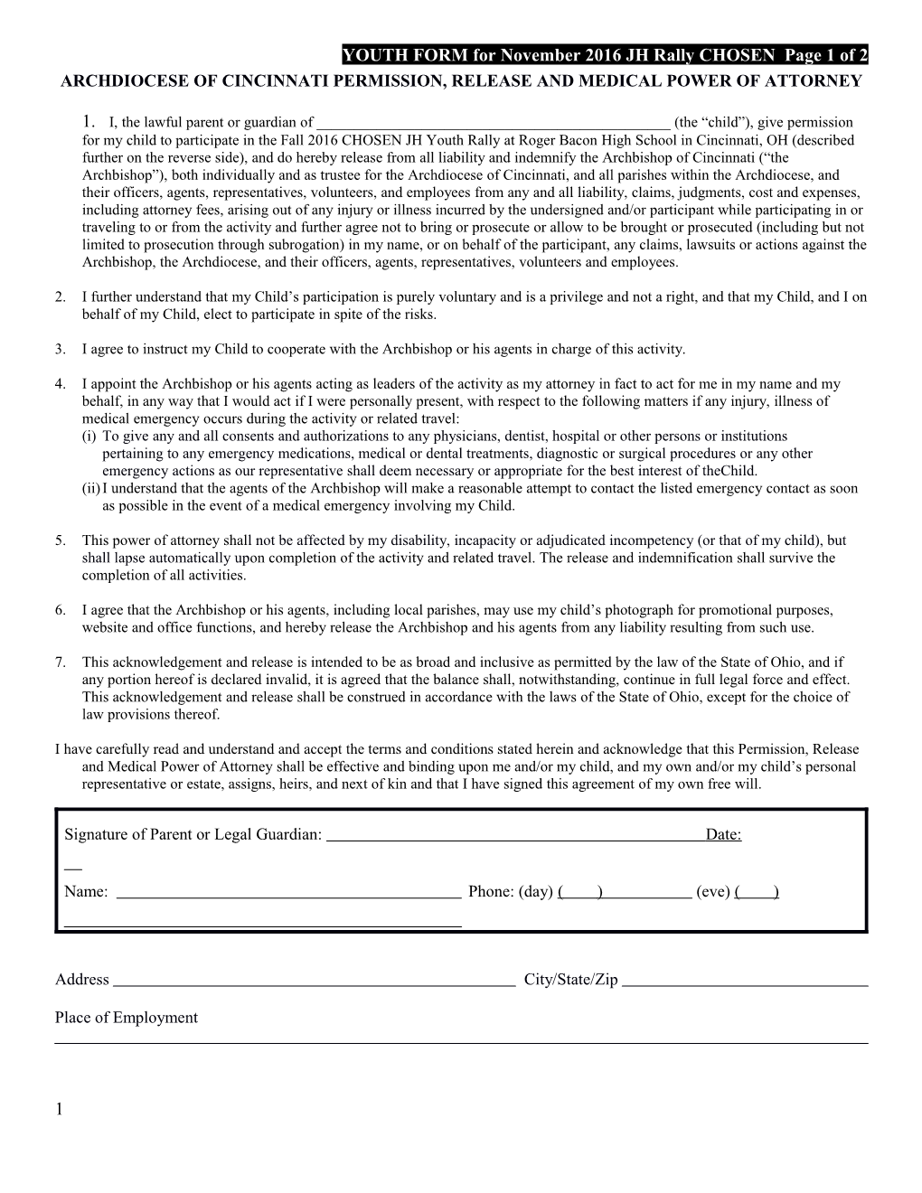 YOUTH FORM for November2016jh Rally CHOSEN Page 1 of 2