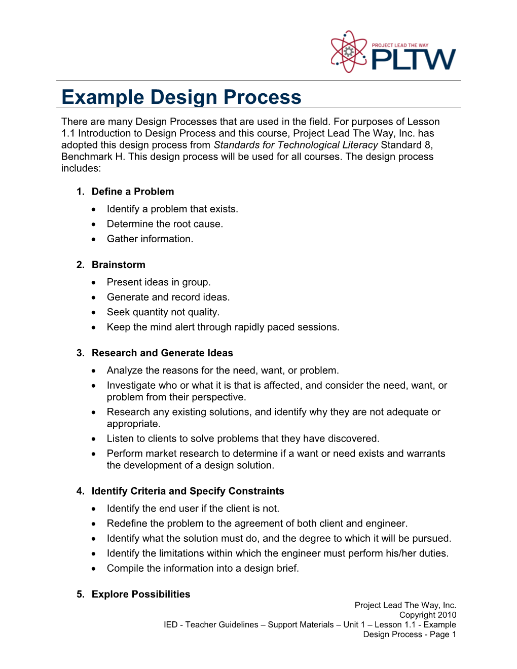 Lesson 1.1:Example Design Process