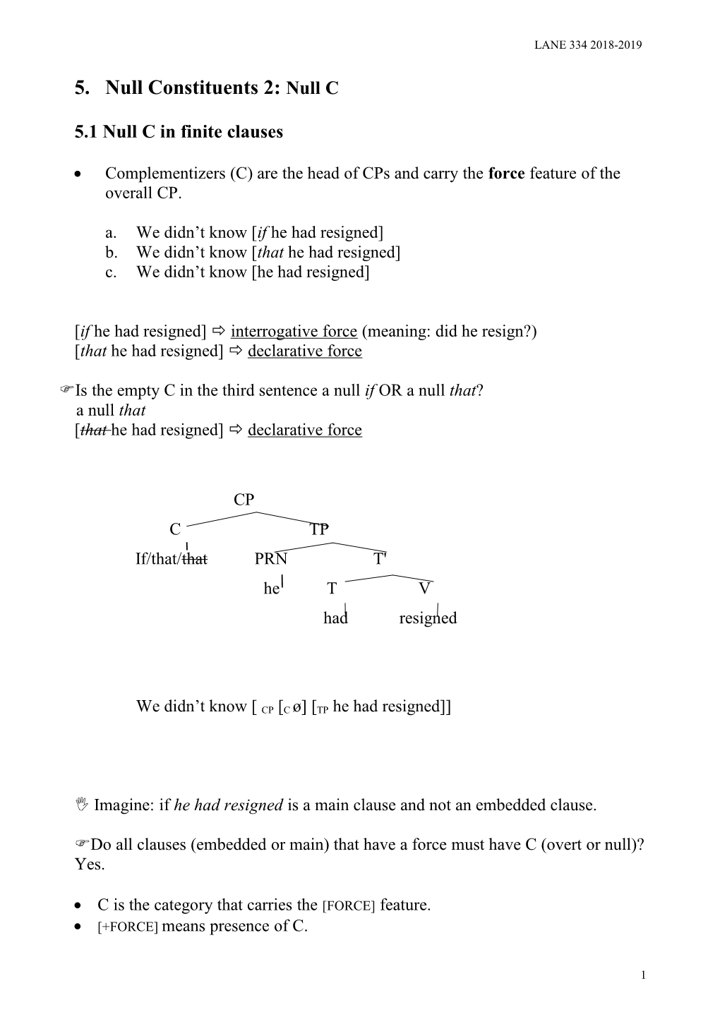 5.1 Null C in Finite Clauses