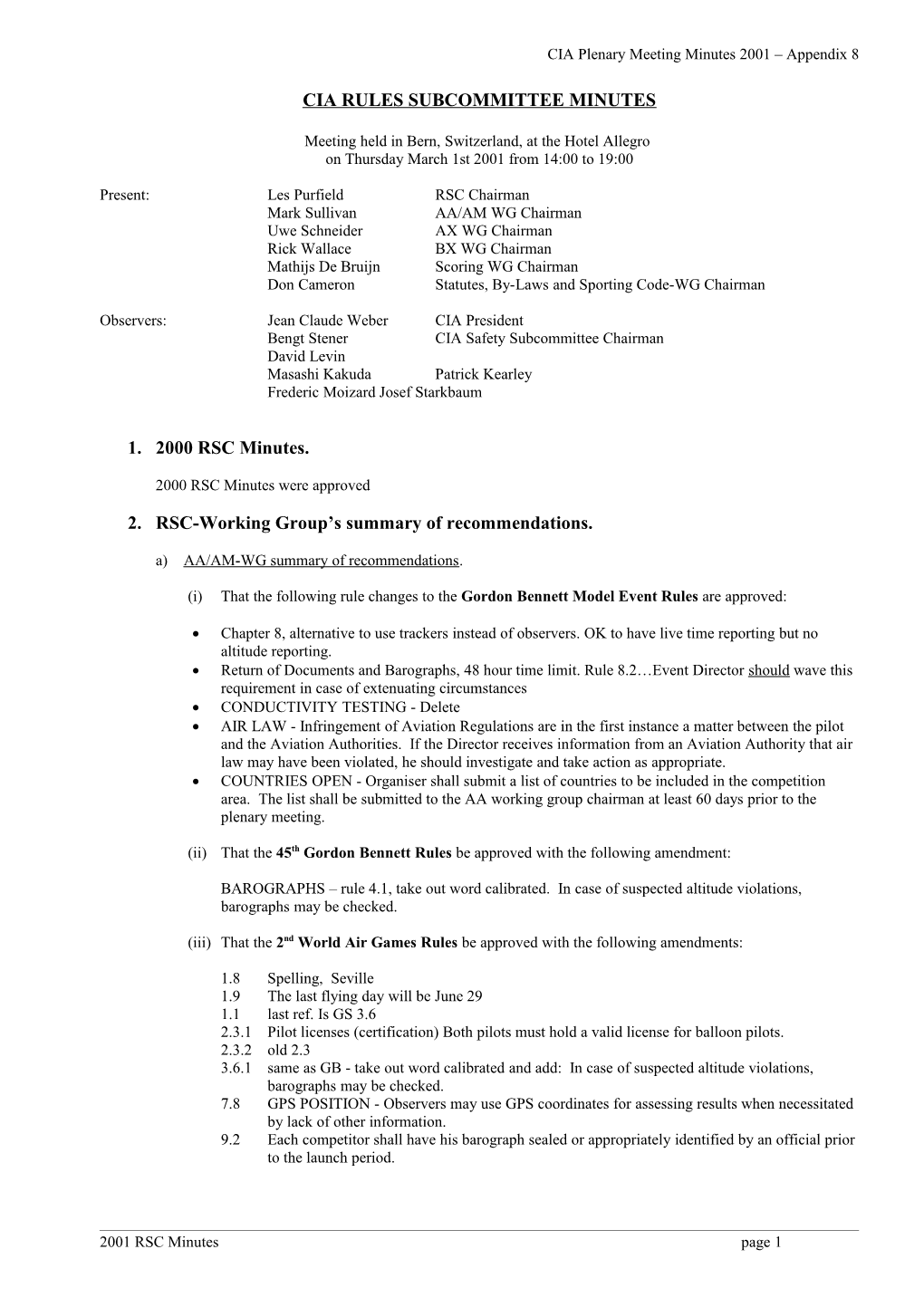 CIA Plenary Meeting Minutes 2001 Appendix 8