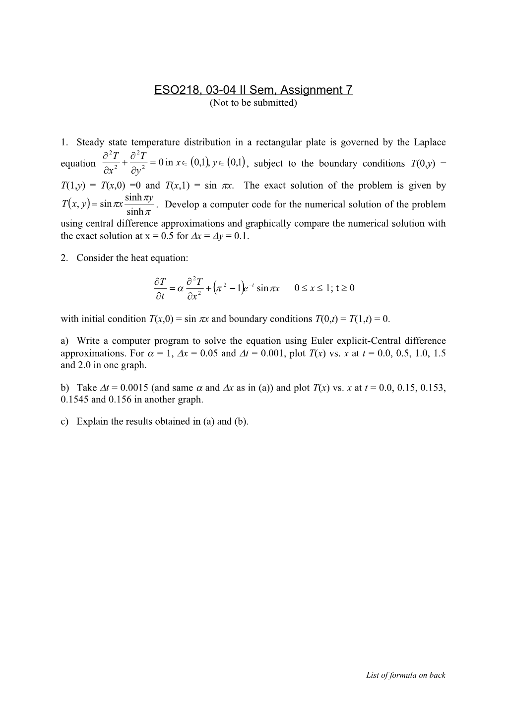 ESO218, 03-04 II Sem, Assignment 3