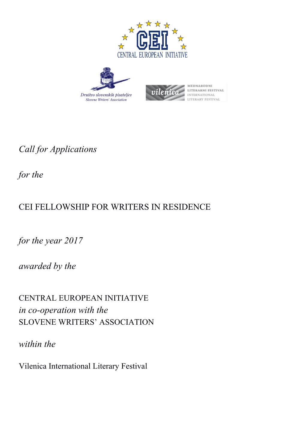 Cei Fellowship for Writers in Residence