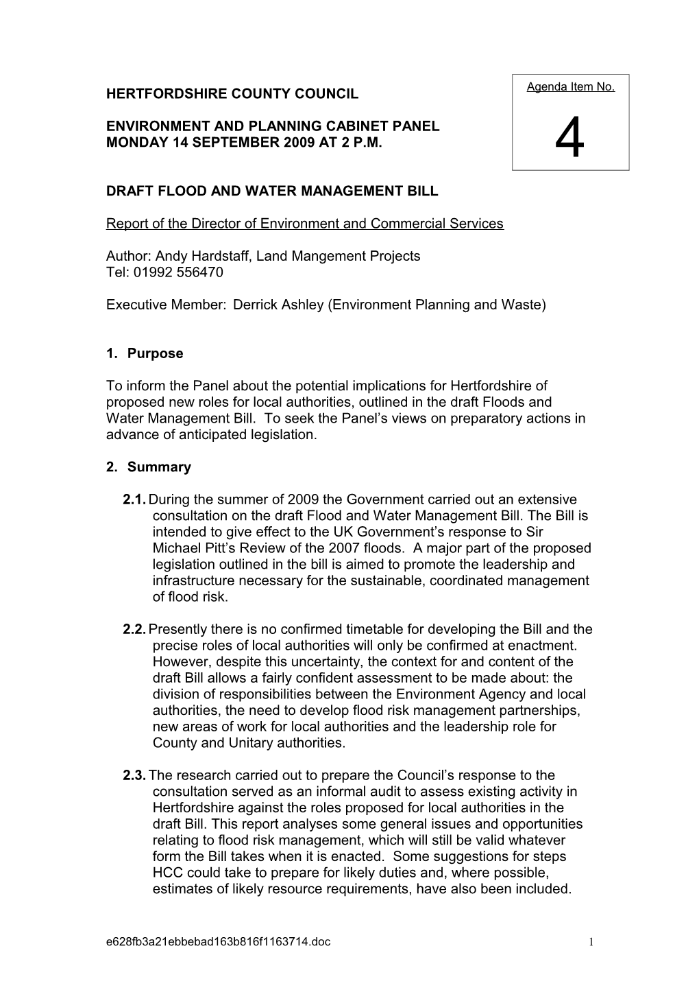Draft Flood and Water Management Bill