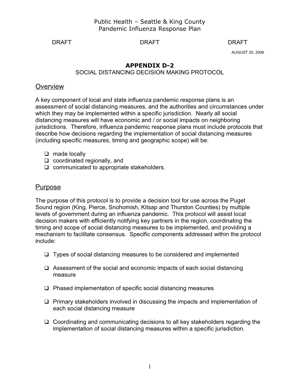 Pandemic Influenza Response Plan