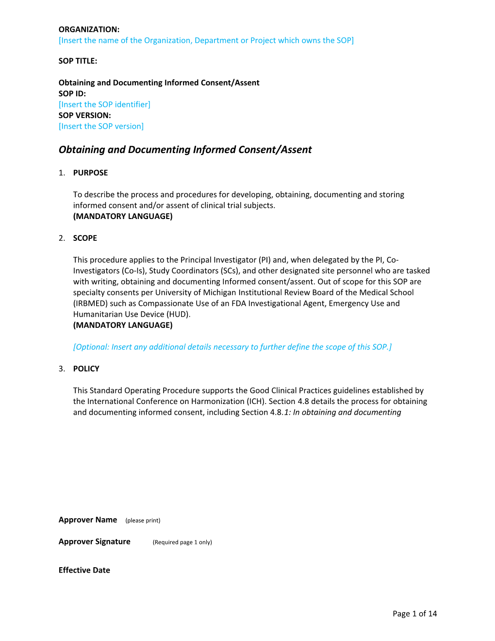 Obtaining and Documenting Informed Consent/Assent
