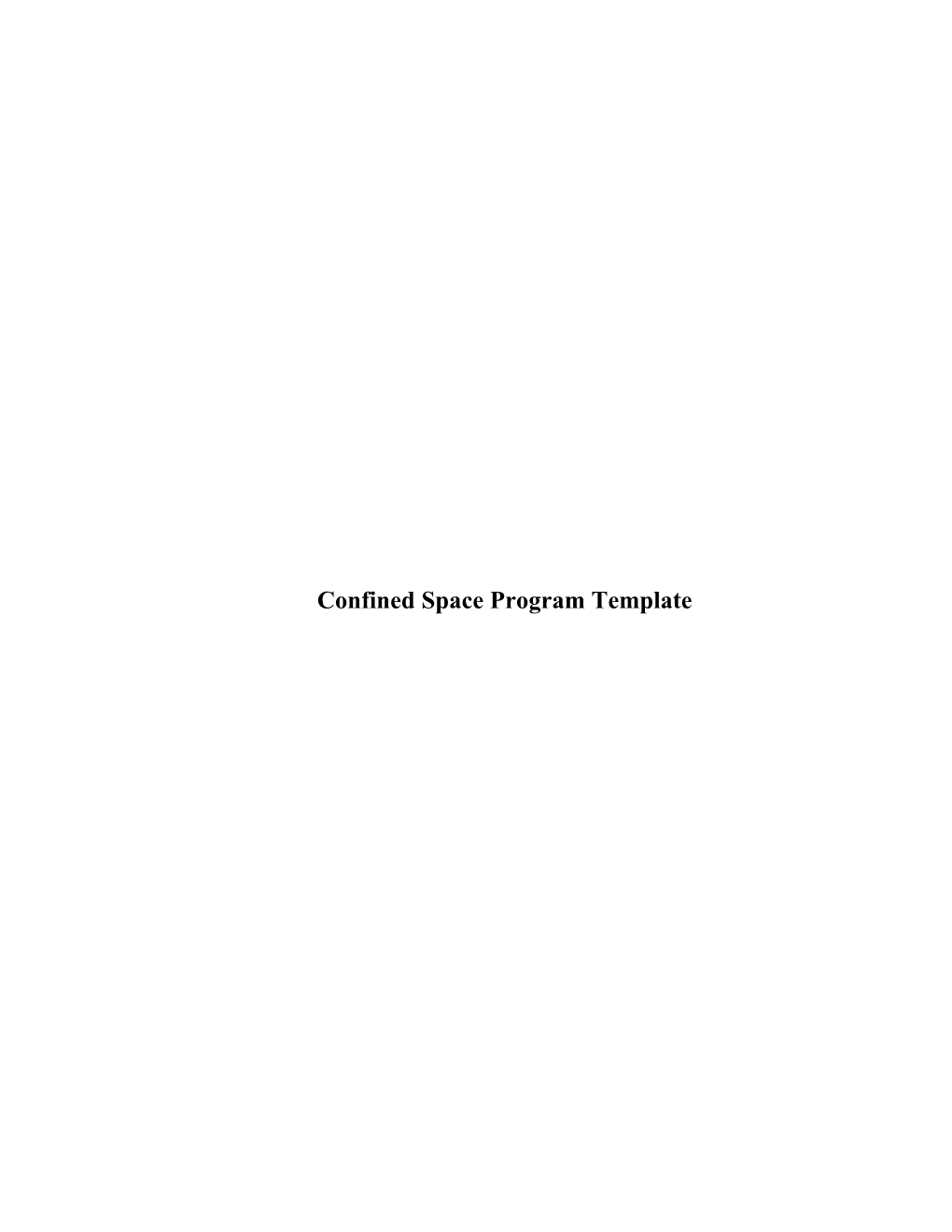 Sample Confined Space Program