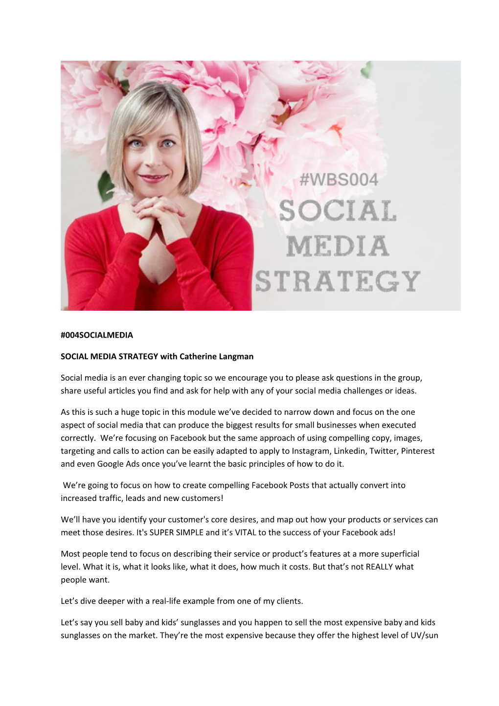 SOCIAL MEDIA STRATEGY with Catherine Langman
