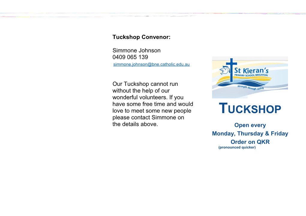 Tuckshop Convenor