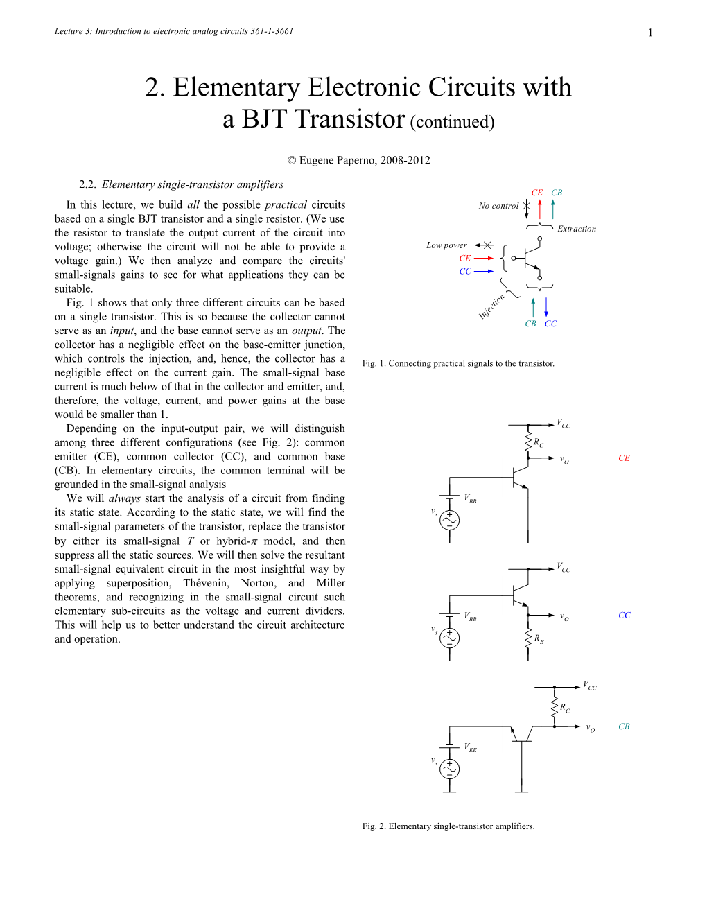 Lecture 3: Introduction to Electronic Analog Circuits 361-1-3661