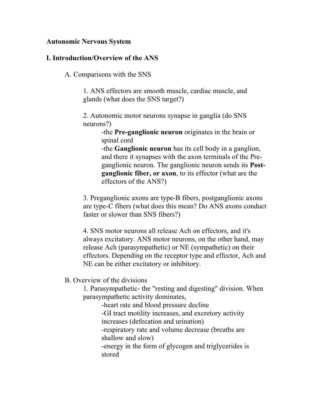 I. Introduction/Overview of the ANS