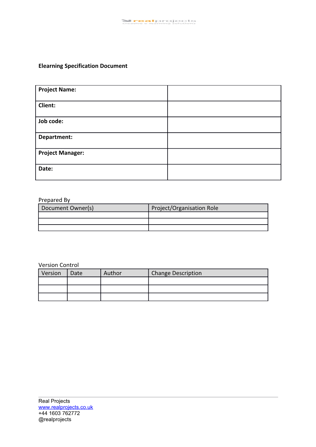Elearning Specification Document